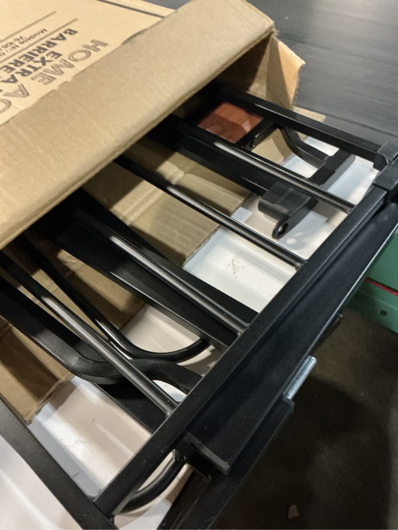 Condition photo showing Good Condition for regalo safety 30-41.5” extra wide baby gate for doorways & bottom of stairs, pressure mounted wood accent gate with door, tested & safe for 30 years, american designed, american owned black wooden - 30-41.5"w x 30"h