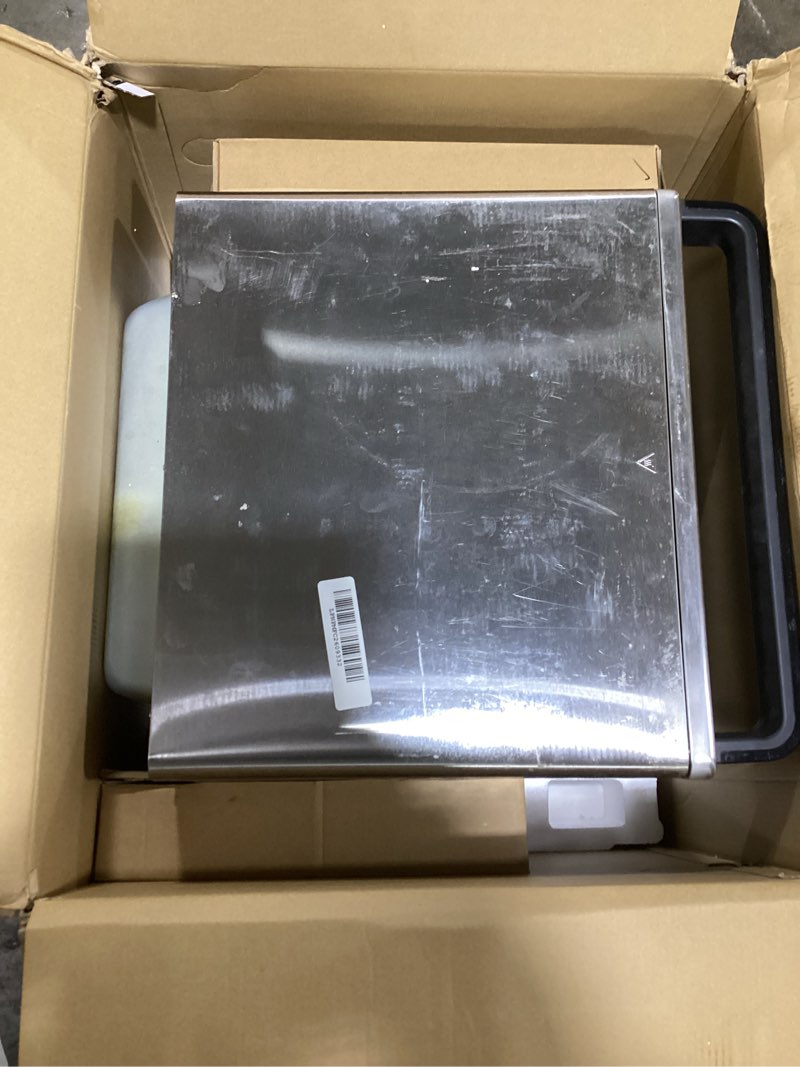 Condition photo showing As Is for Ninja Air Fryer & Toaster Oven | Foodi Series, XL Pro Air Oven Kitchen Countertop Convection | 10-in-1 Functions | Fits a 5-lb Chicken & Sheet Pan of Vegetables | 1800 Watts | Stainless Steel | DT201