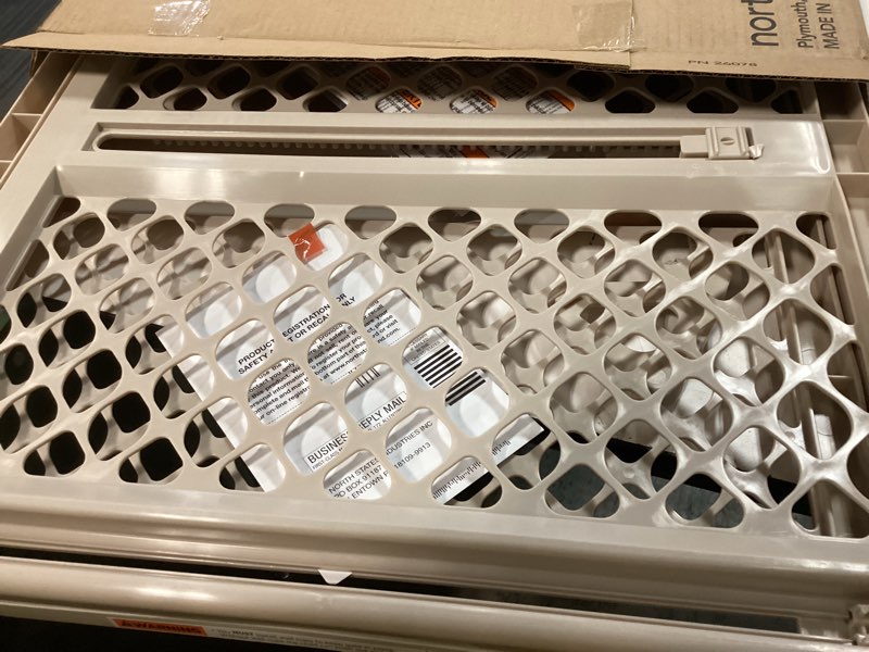 Condition photo showing Good Condition for Toddleroo by North States - Supergate Ergo Baby Gate: Plastic Baby Gate for Stairs & Doorways - Adjustable Indoor Safety Gate - Made in USA - 26 to 42 Inches Wide - 26 Inches Tall - Sand