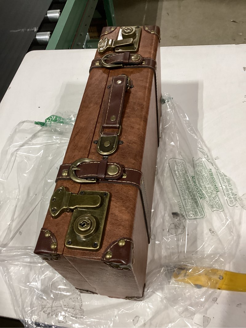 Condition photo showing Good Condition for feilario vintage leather storage trunk small portable decorativeluggage suitcase similiar product movie prop luggage-2 size option, brown (brown, l) brown-l