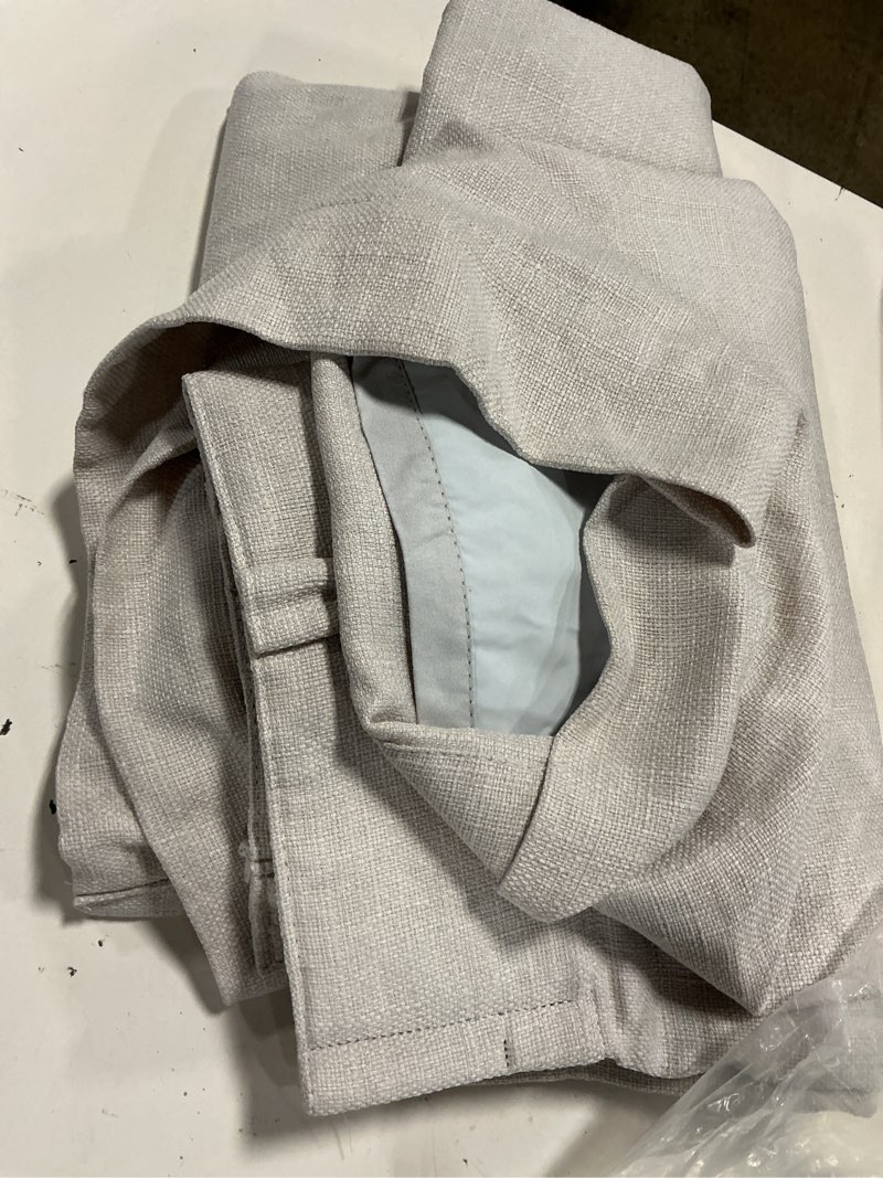 Condition photo showing Good Condition for pleated cream ivory 86 inch blackout curtains for living dining room 1 panels  boho farmhouse pinch pleat natural linen black out bedroom curtains thermal insulated room darkening 2 layer design natural 40\"w x 86\"l (pack of 1)