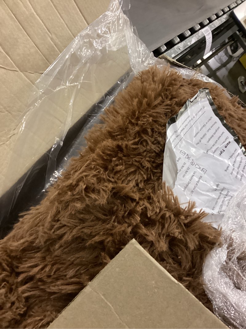 Ompaa 9x12 Area Rug Brown Large Living Room Fluffy Carpet for Bedroom Dorm, Non-Slip High Pile, Coff