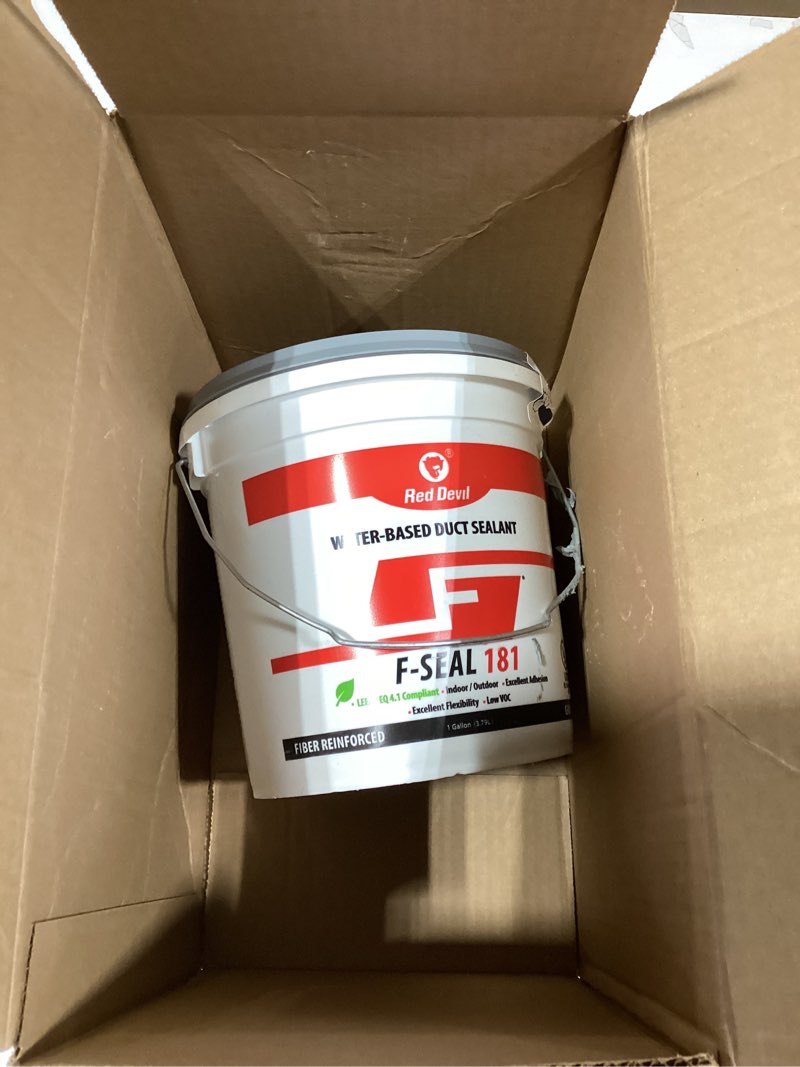 Condition photo showing Good Condition for Red Devil 0841DX F-Seal 181 Duct Seal, Fiber Reinforced Water Based Duct Sealant, 1 Gallon, Gray, Made in USA 1 - Pack 1 Gallon Gray