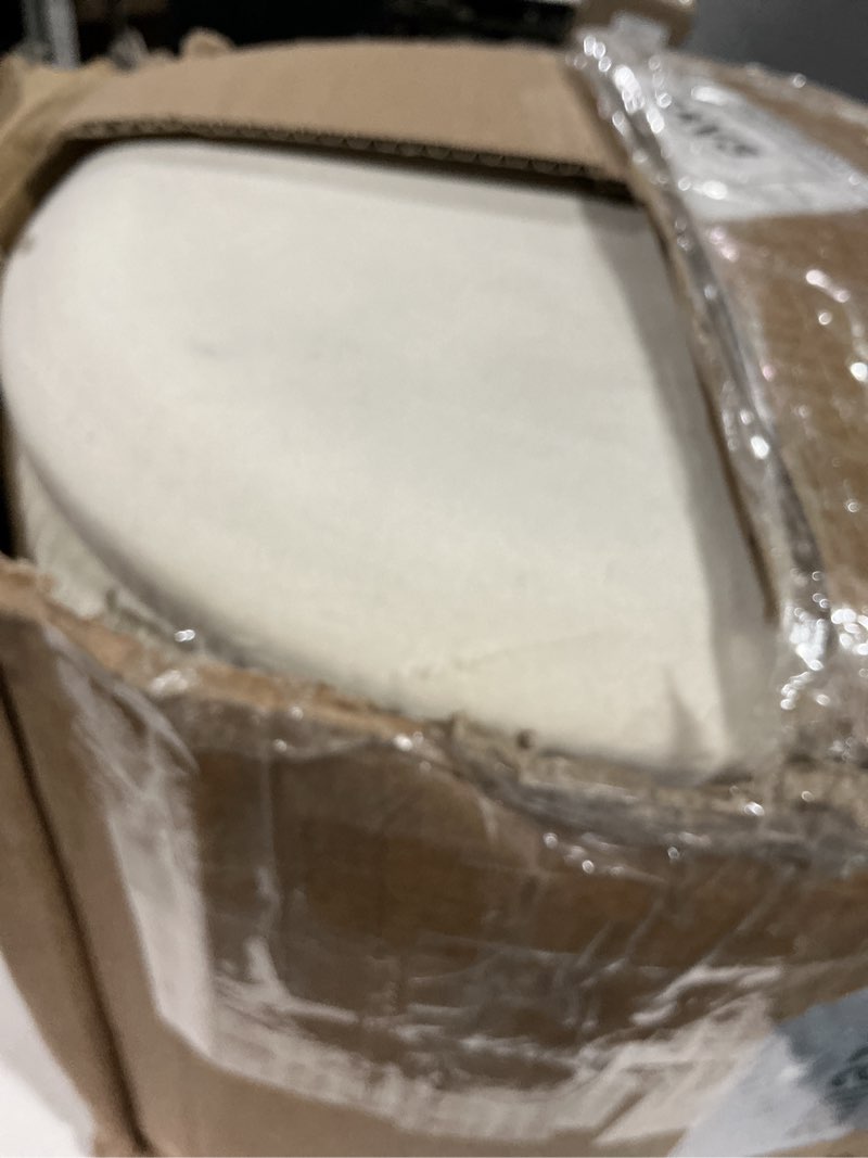 Condition photo showing As Is for b fsobeiialeo ottoman with stroage, round sherpa storage ottoman stool, boucle foot rest 14.6"x14.6"x17.7"?white 14.6x14.6x17.7 inches white