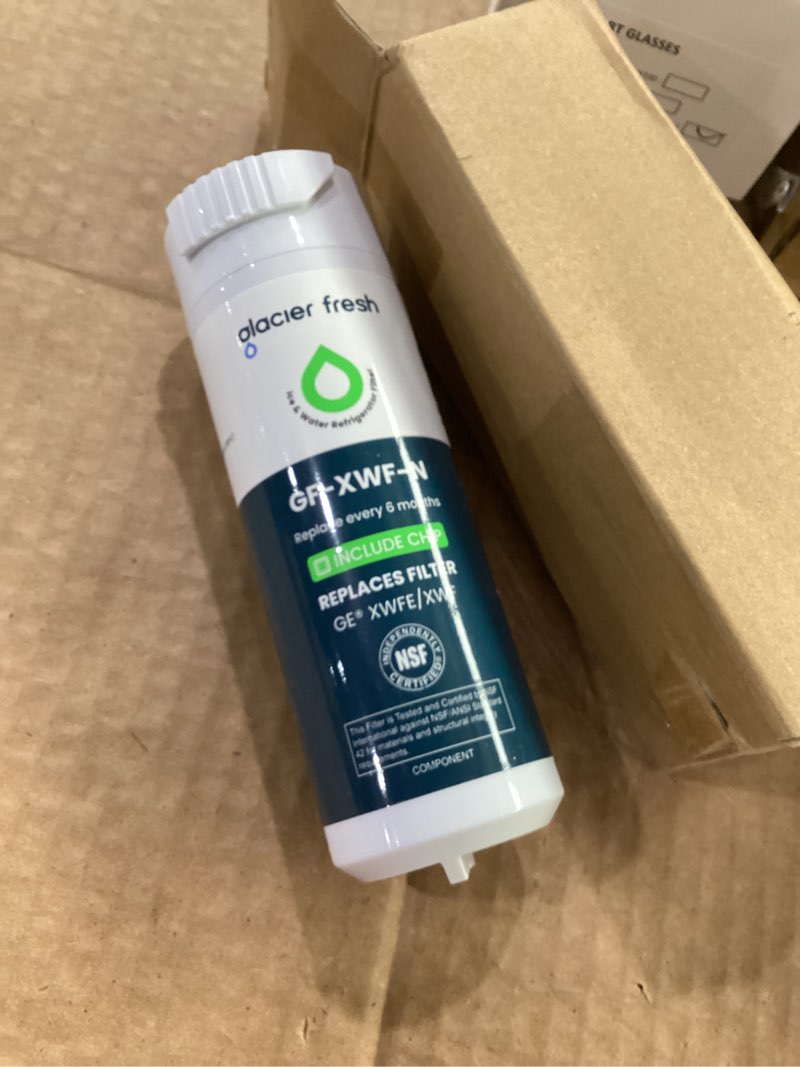 Condition photo showing Good Condition for glacier fresh water filter compatible with xwfe (built-in chip), replacement for ge xwfe, xwf refrigerator water filter nsf/ansi 42 certification pack of 1 1 count (pack of 1)