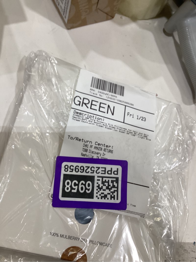 Condition photo showing New/Like New for ZIMASILK 100% Pure Mulberry Silk Pillowcase for Hair and Skin Health,Soft and Smooth,Both Sides Premium Grade 6A Silk,600 Thread Count,with Hidden Zipper,1pc (Queen 20''x30'',Light Blue) Light Blue Queen 20''x30''