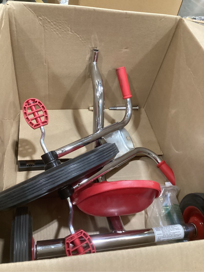 Condition photo showing As Is for angeles kids tricycle, toddler tricycle with solid airless rubber tires, kids bike for preschools and daycare, ages 4+, silverrider 5.5" tall seat silverrider, 4 yrs and up