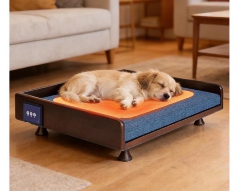 Smart Pet Bed with Powerful Downward Ventilation & Heating, Solid Wood Frame, Touch Control, 3-Speed
