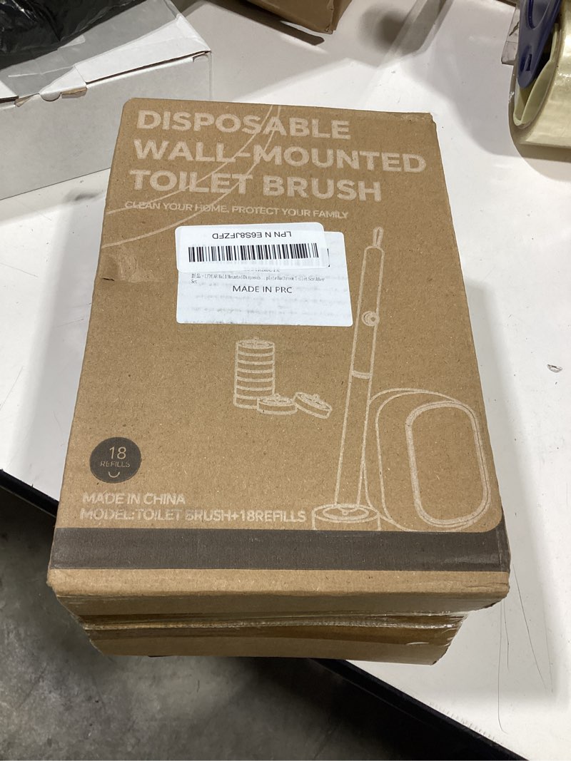 Condition photo showing As Is for disposable toilet cleaning system - toilet wand kit with 18 high-performance refills, wall mounted brush and holder for deep cleaning bathroom (brush + 18 refills) toilet brush + 18 refills