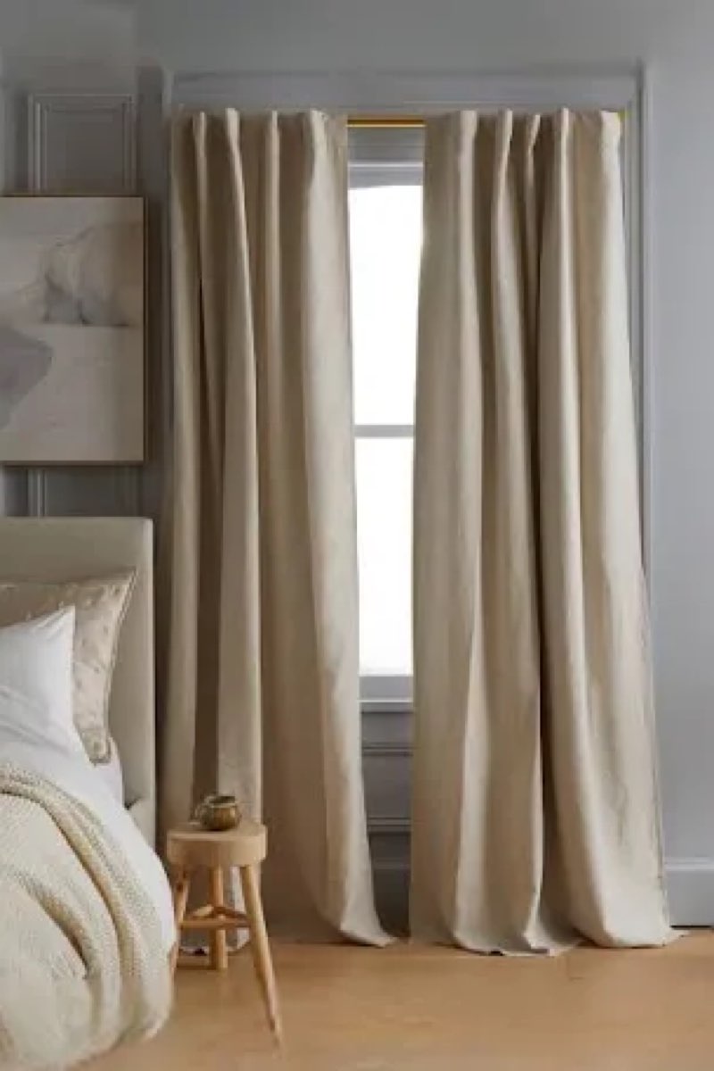 quince european linen room darkening curtain 48” x 108” beige