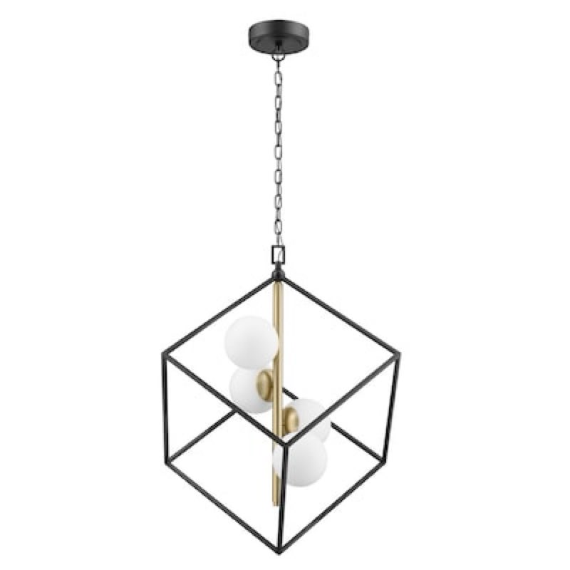 origin 21 maren 4 -light matte black led opal glass metal chandelier
