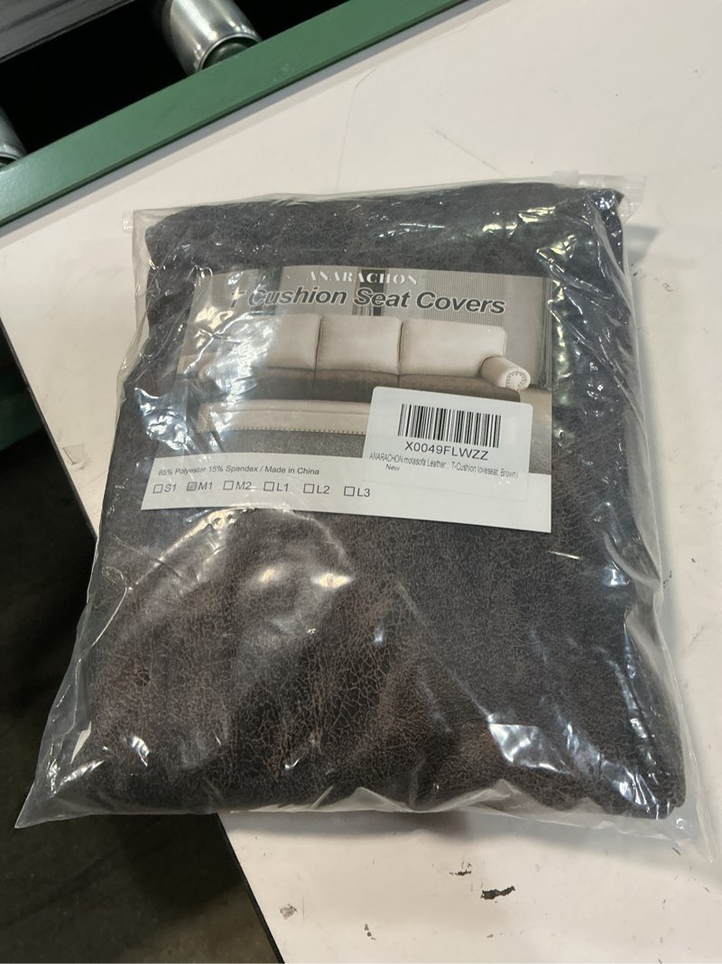 Condition photo showing New/Like New for leather look couch cushion covers sofa seat slipcovers sets couches furniture protector for sectional armchair loveseat pets kids stretch spandex fabric (1 t-cushion loveseat, brown) 1 t-cushion loveseat brown