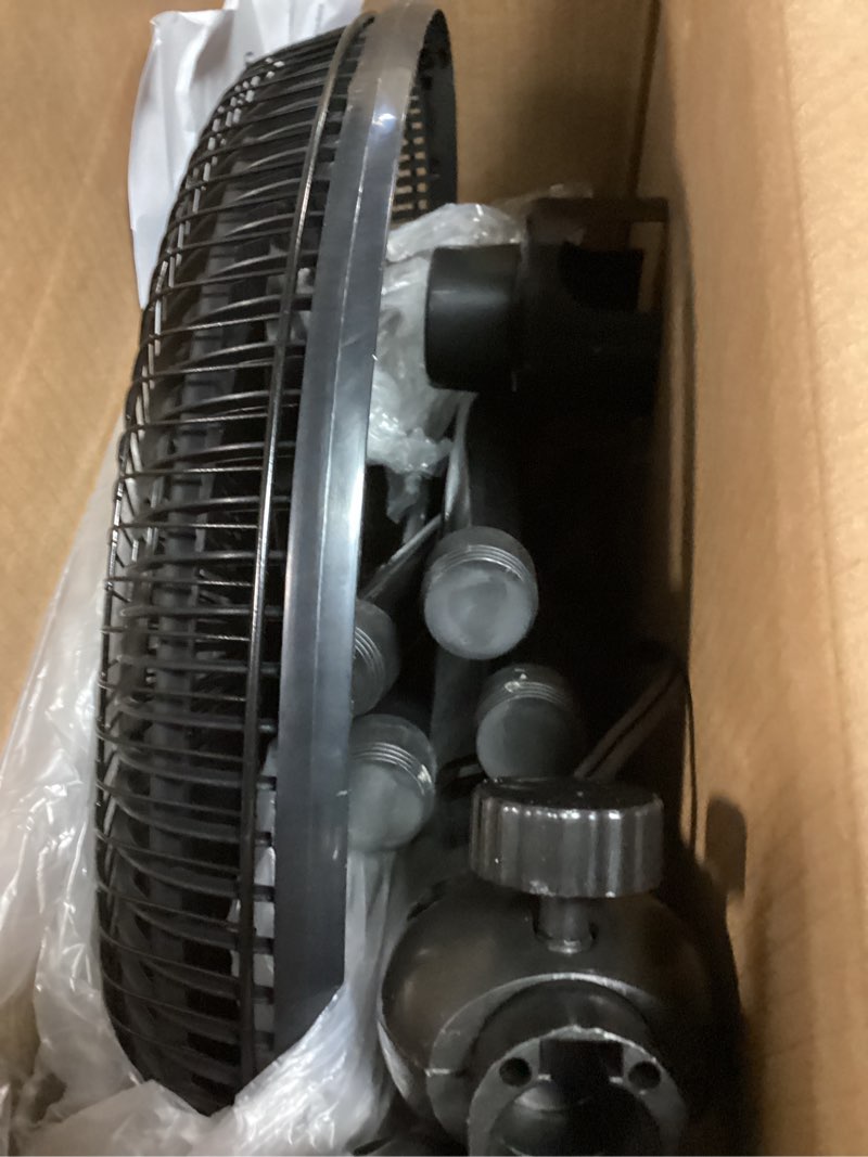 Condition photo showing As Is for Comfort Zone 16” Oscillating Pedestal Fan  3-speed Options  90-Degree Oscillating Head  Adjustable Height and Tilt  Powerful Air Flow  Black