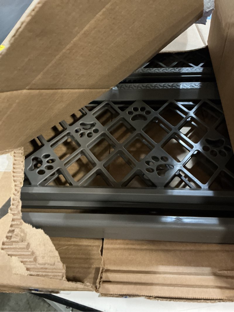 Condition photo showing As Is for mypet north states paws 40" portable pet gate: expands & locks in place with no tools. pressure mount. fits 26"- 40" wide  