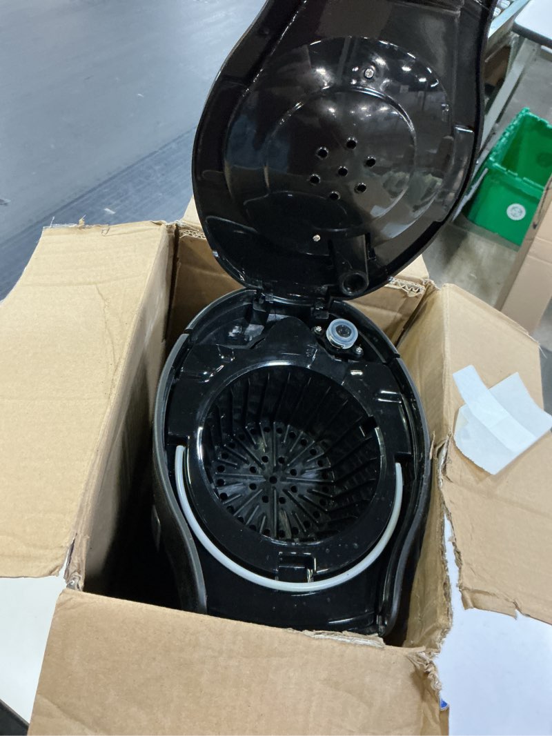 Condition photo showing As Is for Hamilton Beach One Press Programmable Dispensing Drip Coffee Maker with 12 Cup Internal Brew Pot, Water Reservoir, Black with Chrome (48464)