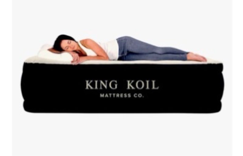king koil luxury pillow top plush queen air mattress with built-in high-speed pump best for home, ca