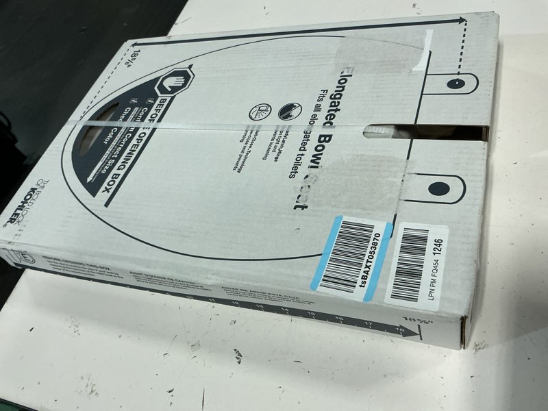 Condition photo showing New/Like New for "kohler 4636-rl-95 cachet readylatch elongated toilet seat slow close, soft close toilet seat quiet lid, contoured grip-tight bumpers installation hardware, apartment essentials, ice grey " ice gray elongated ready latch