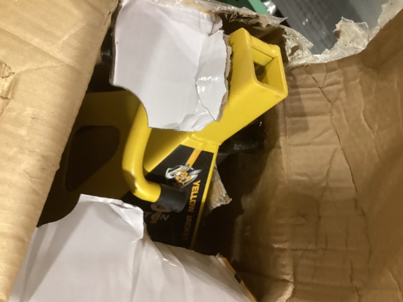 Condition photo showing As Is for yellow jacket jack stands 6 ton with double locking and large foot base for lifting suvs, heavy duty steel, 13000 lb capacity, 1 pair, yellow yellow 6 ton double locking and upgraded base