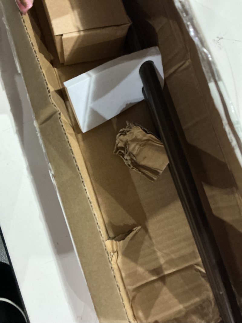 Condition photo showing As Is for (similar to not exact)2 pack brown curtain rods for windows 32 to 48 inch, 5/8 inch splicing heavy duty metal curtain rod set with brackets 32-48\" -2pcs brown
