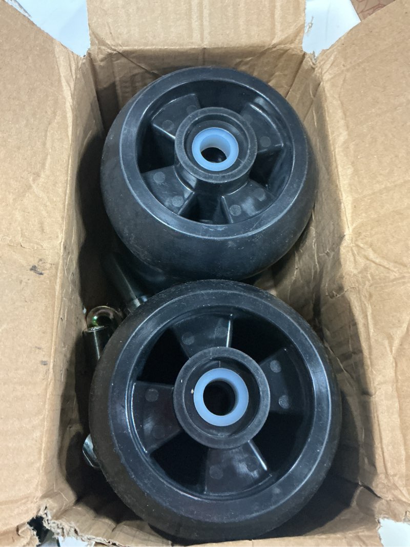 Condition photo showing Good Condition for cheemuii 4 pack lawn mower deck gauge wheels kit am125172 mower deck wheels compatible with john deere 48", 54", 60", 62“, 72" deck replace for am125172 am124706 210-300 5 inch - 4 pack black-partial accessories