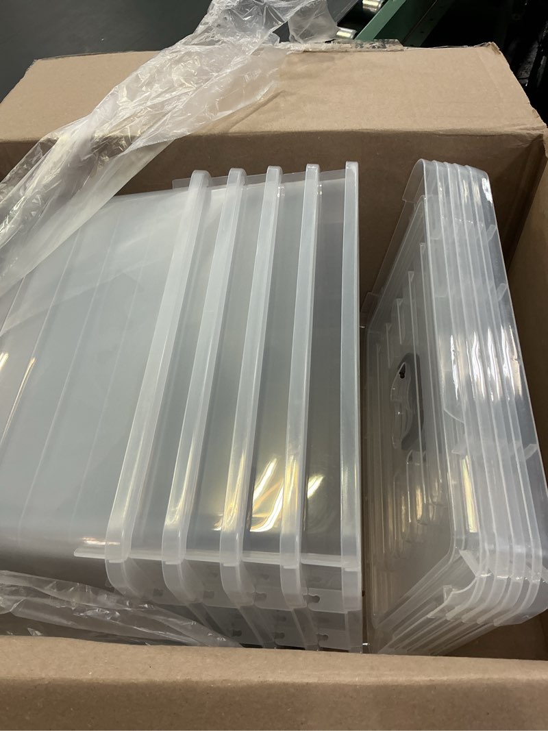 Condition photo showing Good Condition for Clear 5 Packs Plastic Storage Bins with Latching Lids Large Stackable Storage Containers for Organizing Storage Box for Garage, Closet, Classroom, Kitchen.17 QT