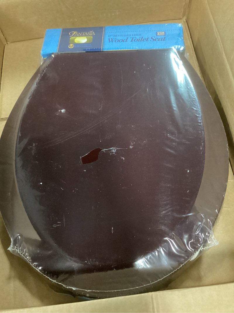 Condition photo showing Good Condition for standard wood toilet seat, burgundy - 17 inch - fits all standard size fixtures - easy to install fantasia by achim home decor