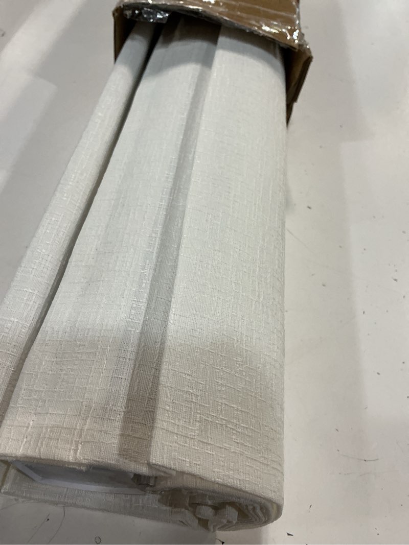 Condition photo showing As Is for no tools no drill roman shades, cordless light filtering roman blinds for windows, room darkening window shades, smooth push & pull, easy to install, white, 33.5" w × 64" h white - l 33.5"w × 64"h