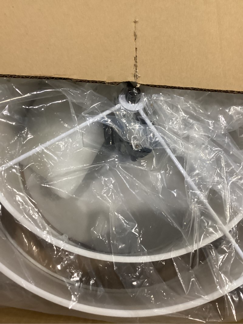 Condition photo showing As Is for FRIDEKO HOME 3-Light Semi Flush Mount Ceiling Light,15.7 inch Ceiling Light Fixture with White 2-Layer Fabric Shade Drum Lights for Bedroom Living Room Kitchen Foyer Hallway Black+White Drum Light 15.7 inches