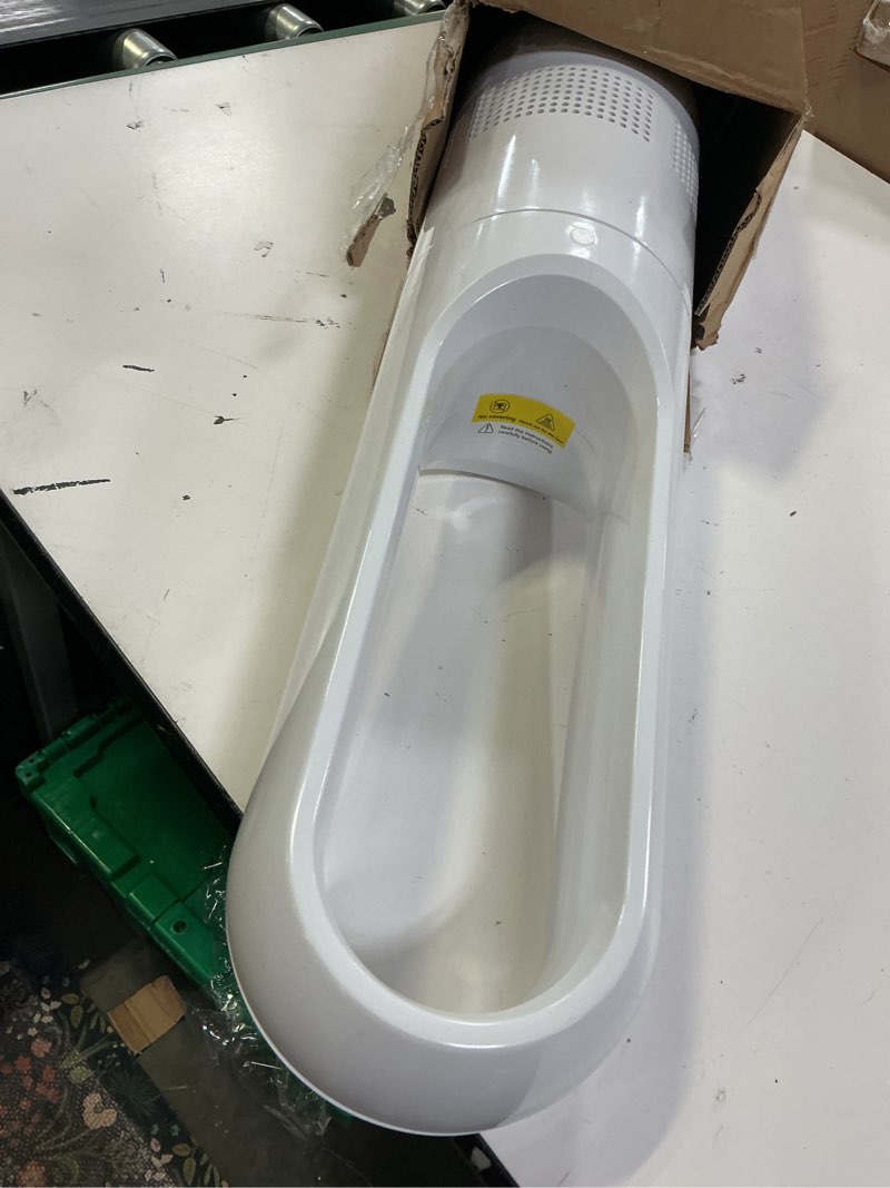 Condition photo showing As Is for hiluce all season bladeless fan, 1400w space heater & 40w tower fan combo with remote,25db quiet heater fan combo for indoor use,tip over and overheat protection 80°oscillation,8levels, 9h timer,22"