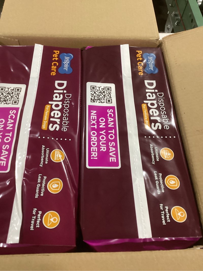 Condition photo showing New/Like New for Inspire Pet Care Dog Diapers Female Dogs | Bulk Value Doggie Incontinence, Accidents, for Heat, Pee or Period and Housebreaking (Large (60 Count))