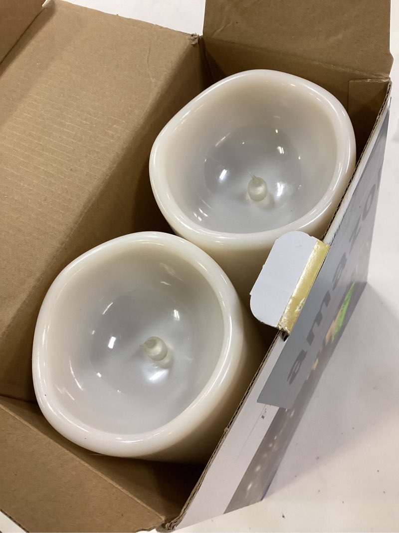 Condition photo showing Good Condition for Homemory 10" x 4" Large Waterproof Outdoor Flameless Candles with Remote Control and Timer, Battery Operated Flickering LED Pillar Candles for Outdoor Larterns, Porch, Long Lasting, Set of 2 Ivory White 4"x 10"