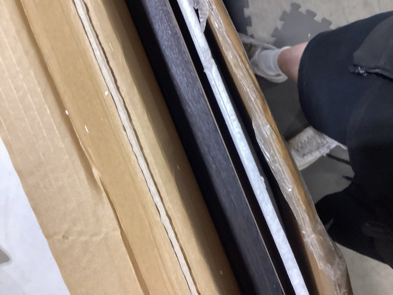 Condition photo showing Good Condition for lawada arched wall mirror with wood window frame, 38x26 vintage rustic arch farmhouse mirror for wall, living room, bedroom, entryway(brown) brown 38"l x 26"w