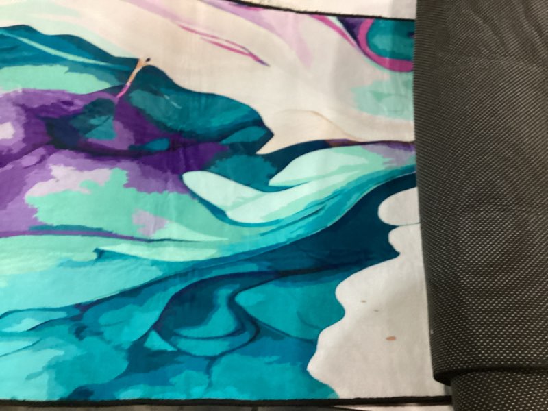 Condition photo showing As Is for ArtSocket Blue Marble Area Rug Purple Liquid Marbling 2' x 6' Entry Runner Rug Non-Slip Washable Indoor Door Mat Carpet for Bedroom Kitchen Entryway Laundry Living Home Decor 6' x 2' (Rectangular) Blue Purple Marble