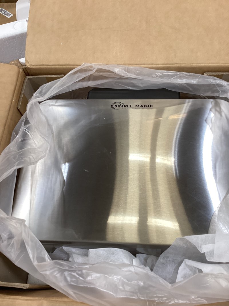Condition photo showing Good Condition for simpli-magic 50 liter / 13.2 gallon soft-close, smudge resistant trash can with foot pedal and built in filter- stainless steel, sleek finish silver large
