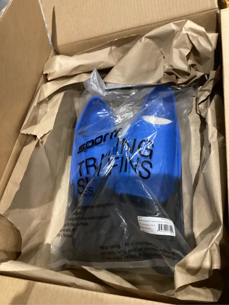 Condition photo showing As Is for Sporti Adult-Kid Short Swim Fins for Pool Lap Swimming, Floating Fins for Swimming & Snorkeling, Swim Flippers for Training M 9-10 / W 10-11 BlackBlue