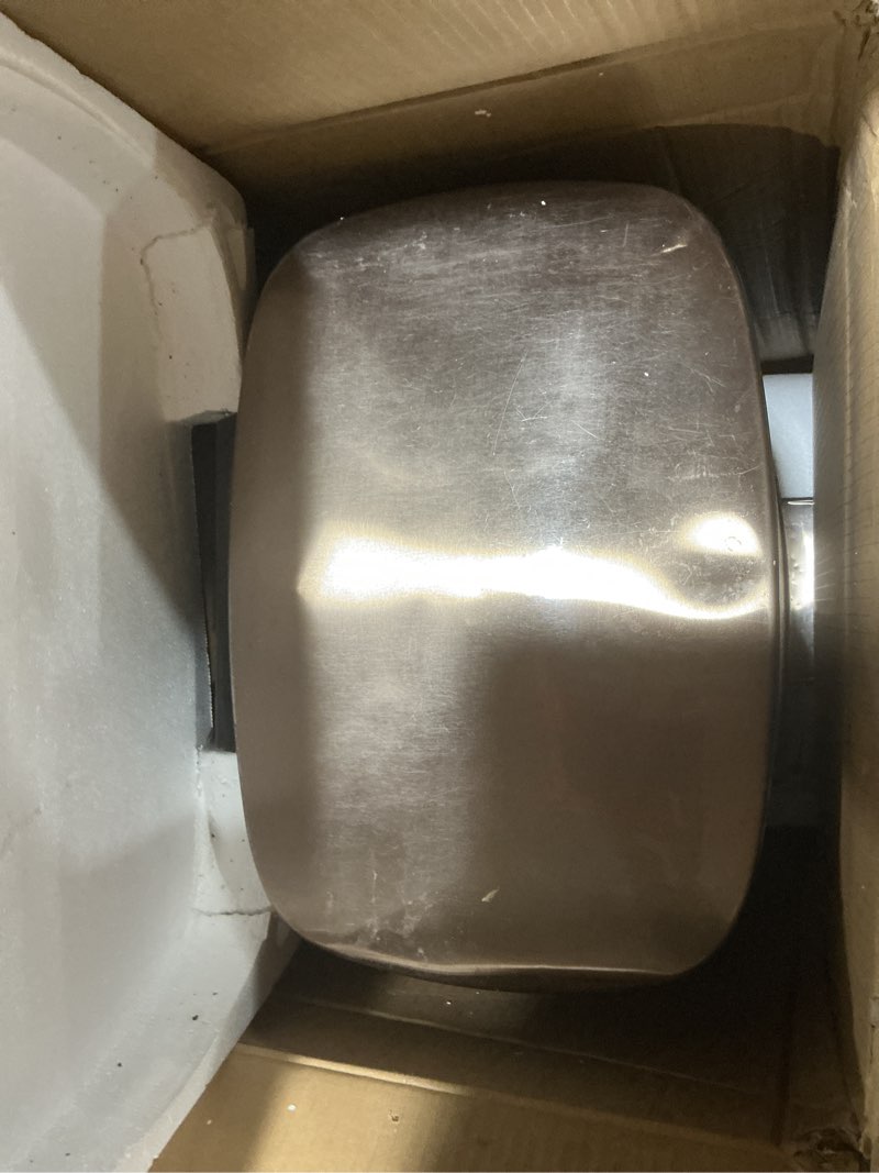 Condition photo showing As Is for iTouchless SoftStep 13.2 Gallon Step Kitchen Trash Can with Lid and Odor Filter, 50 Liter Stainless Steel Rose Gold Trashcan for Home Office Bedroom Garage Living Room Bathroom Slim Wastebasket