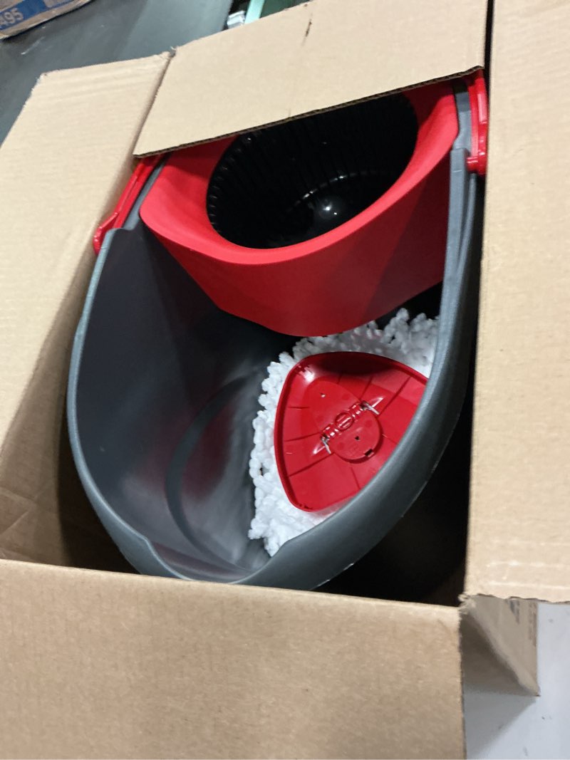 Condition photo showing As Is for O-Cedar EasyWring Microfiber Spin Mop, Bucket Floor Cleaning System, Red, Gray, Standard