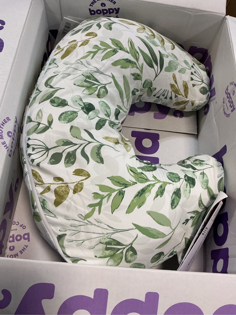 Condition photo showing item condition for Boppy Nursing Pillow - Firm, Ergonomic U-Shaped Bottle and Breastfeeding Pillow with High Lift for Comfort and Support, Spacious Surface - Green Sage Leaf New Nursing Pillow Green Sage Leaf