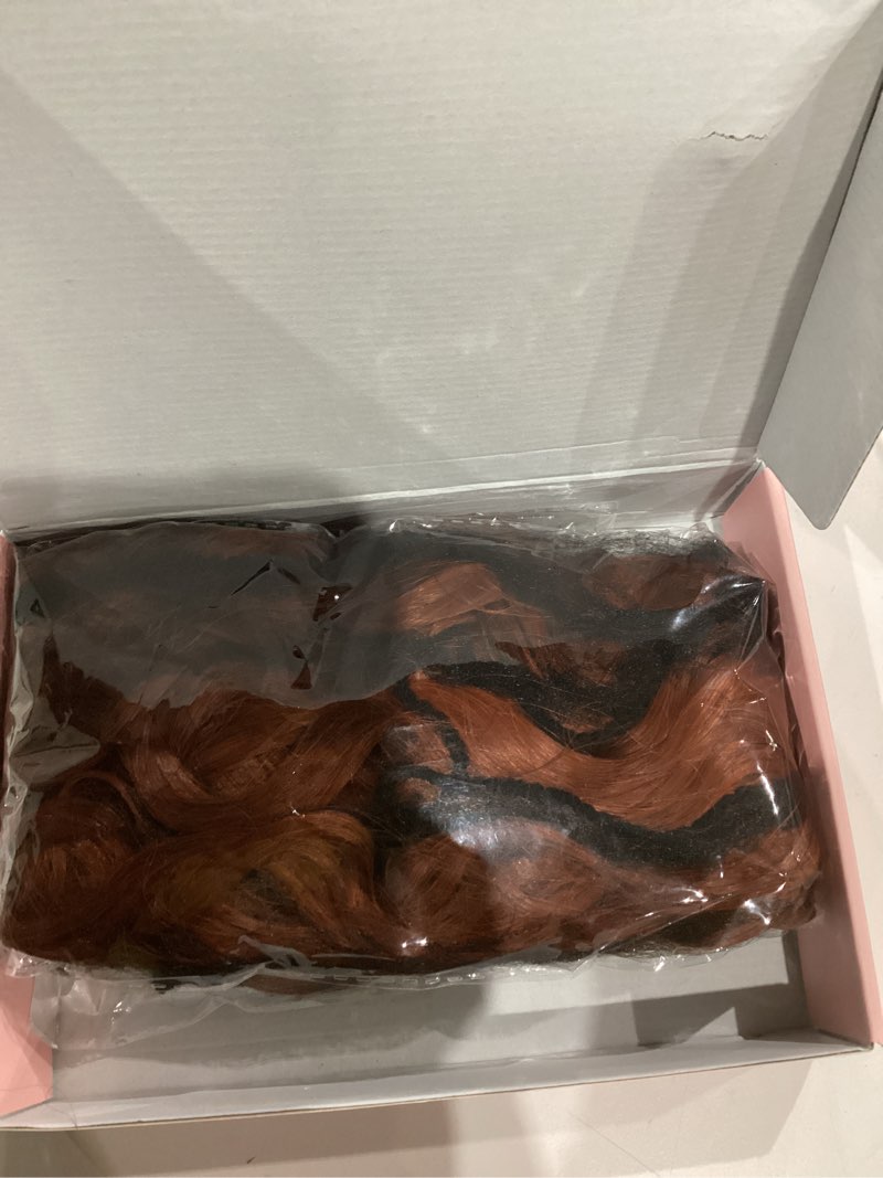 Condition photo showing Good Condition for REECHO Curly Clip in Hair Extensions, 4PCS 24 inch Long Hair Extensions Clip ins Lace Weft Natural Hairpieces for Women Daily, Copper Red