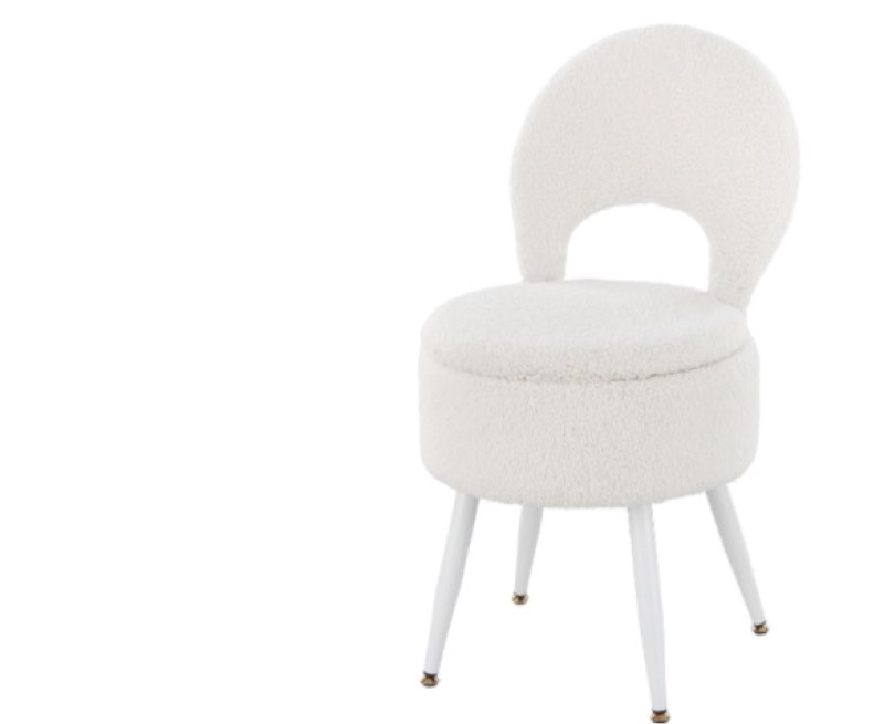 Vanity Stool with Storage and Backrest, Folding Back & Velvet Seat, Footrest, Round Ottoman with Sherpa, Vanity Chair with Storage, Ideal for Bedroom, Living Room, and Makeup Stations small 