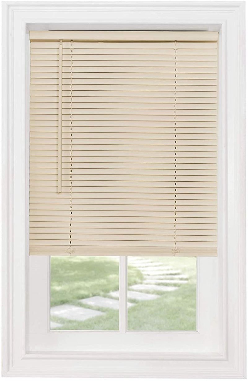 Cordless Light Filtering Mini Blind - 25 Inch Width, 64 Inch Length, 1" Slat Size - Alabaster - Cord