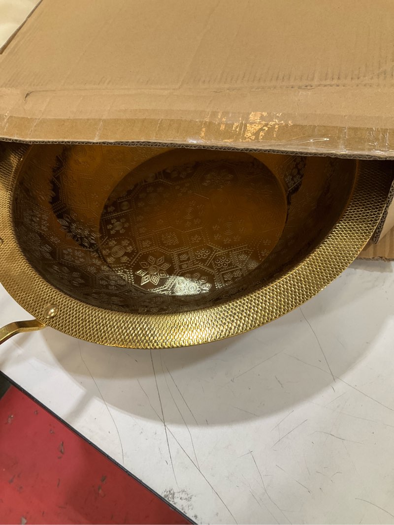 Condition photo showing Good Condition for nuur wok, stainless steel, 5 quart, oven safe, dishwasher safe, all stove types compatible, pot, pan, saute pan, fry pan, karahi, serving dish, bakeware, baking dish, serving bowl