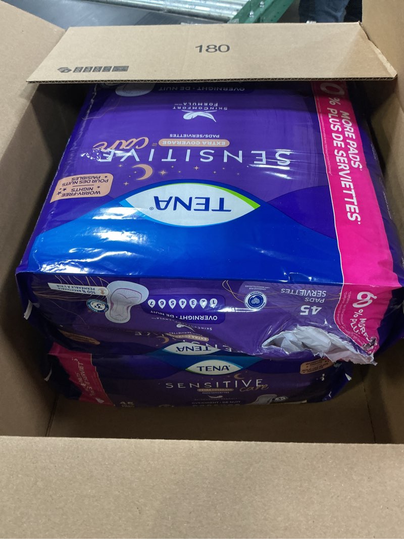 Condition photo showing Good Condition for TENA Sensitive Care Incontinence Pads, Bladder Control & Postpartum for Women, Overnight Absorbency, Extra Coverage - 90 Count