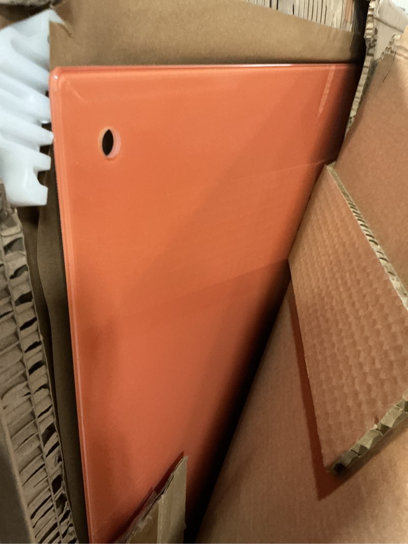 Condition photo showing New/Like New for TSJ OFFICE Glass Dry-Erase Board - 48 x 36 Inches Wall Mounted Magnetic Whiteboard, Large Frameless Glass White Board for Office, Home & School, Orange Orange 48"W x 36"H