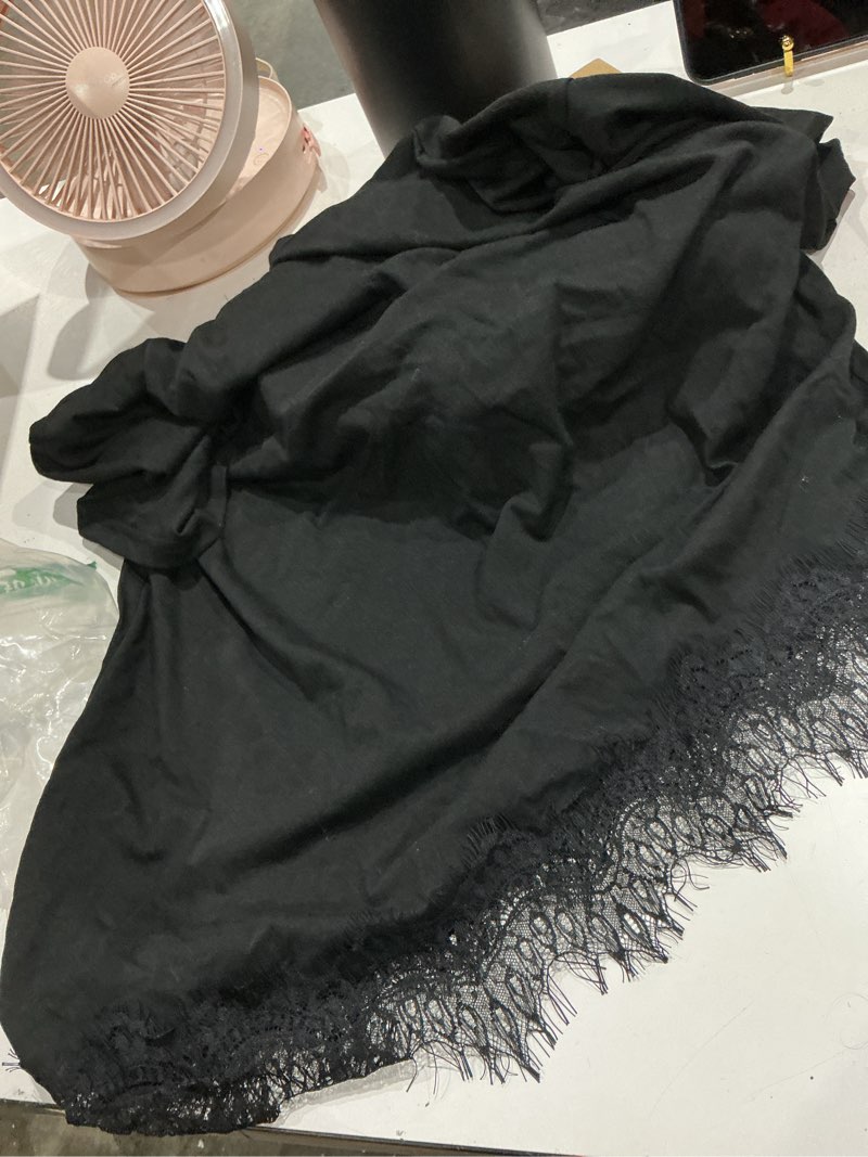 Condition photo showing Good Condition for lolong women casual crew neck half sleeve shirt asymmetrical lace hem tops medium black