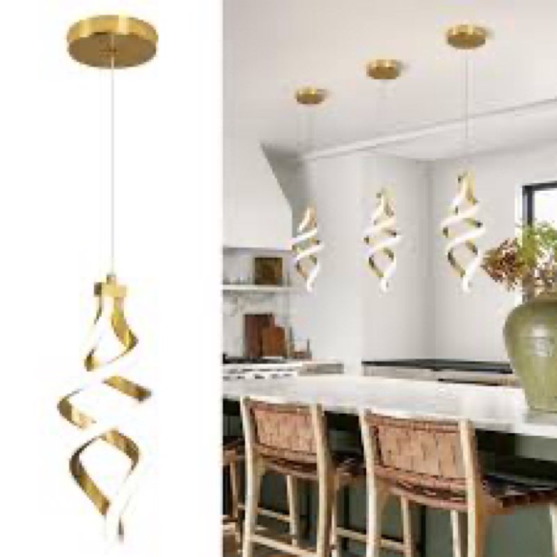 eidisuny modern led pendant light fixture, 15w spiral led chandelier hanging lamp, 4500k pendant lig