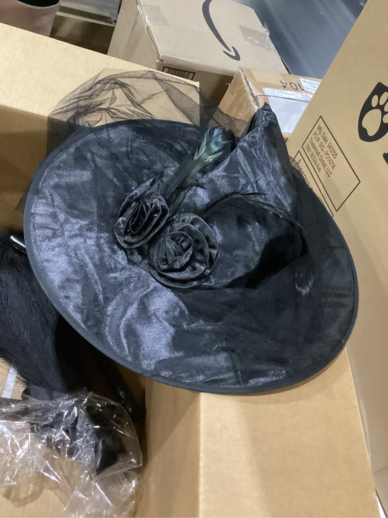 Condition photo showing Good Condition for Hercicy 2 Pack Witch Broom Hat Set - Black Tulle Witch Hat and Broom with Bow Costume Accessories for Halloween