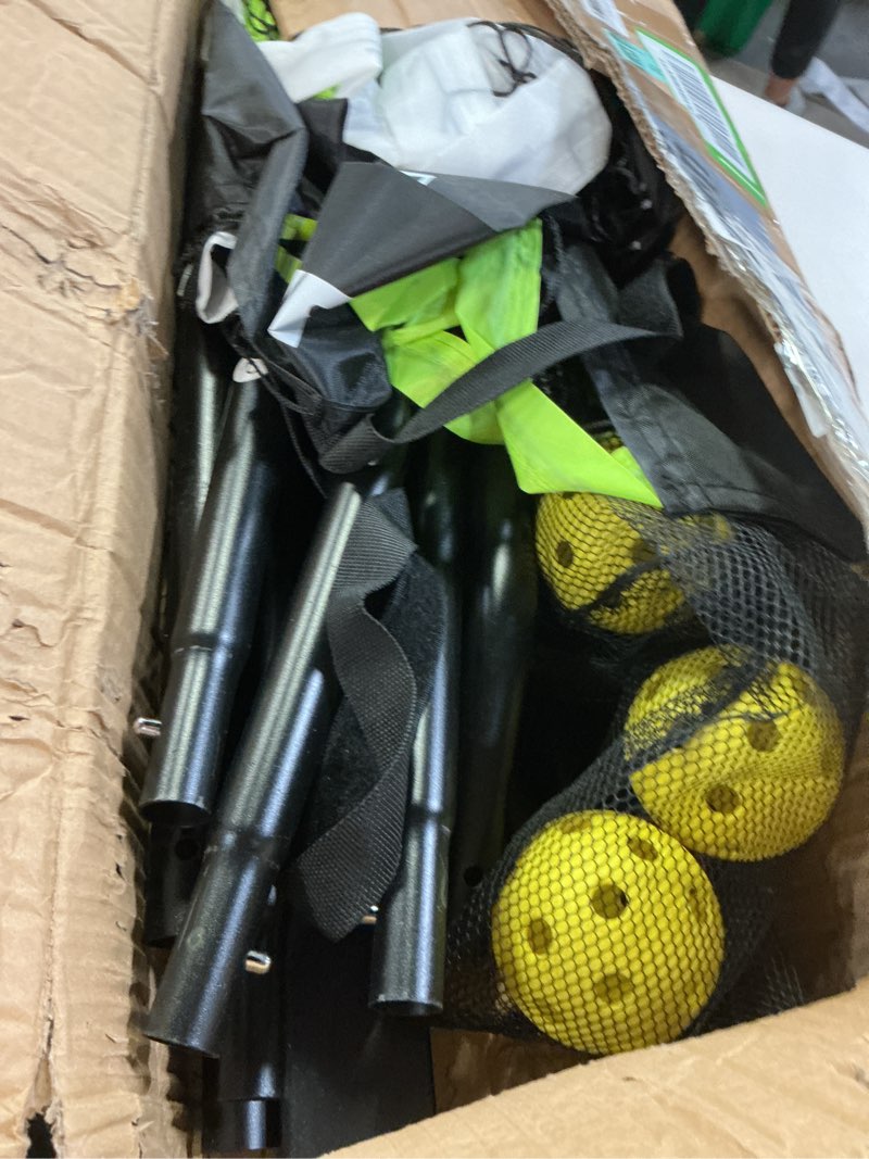 Condition photo showing As Is for 10ft Mini Pickleball Net Set – Half Court Pickleball Net with Ball Holder, Premium Travel Bag & 4 Pickleballs – Easy Setup, Heavy-Duty Frame & Reinforced Fabric Net for Driveway Black