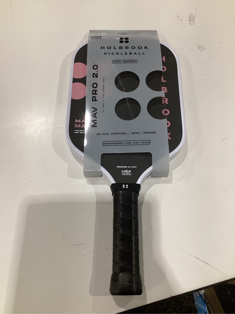 Condition photo showing Good Condition for Holbrook Mav Pro 2.0 Pickleball Paddle: T700 3K Carbon Fiber Surface, Power, Control, Spin, Polypropylene Honeycomb Core, USAPA Approved - 16 mm Pink
