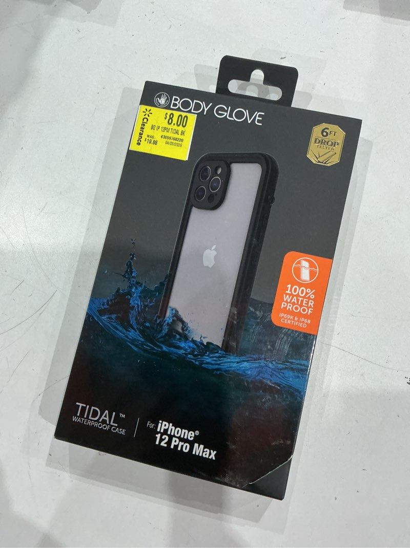 Condition photo showing New/Like New for body glove tidal waterproof phone case for iphone 12 pro max - black/clear